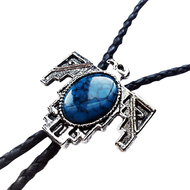 Silver Thunderbird with Stone Inlay Western Bolo Tie