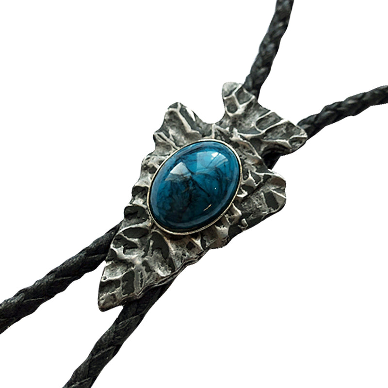 Silver Arrowhead with Turquoise Inlay Western Bolo Tie