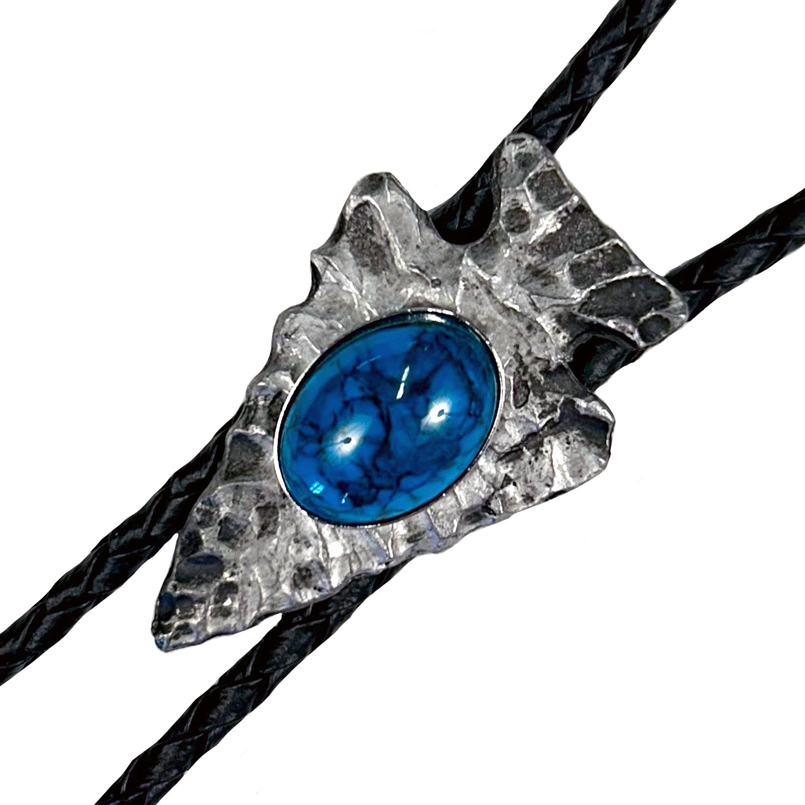 Silver Arrowhead with Turquoise Inlay Western Bolo Tie