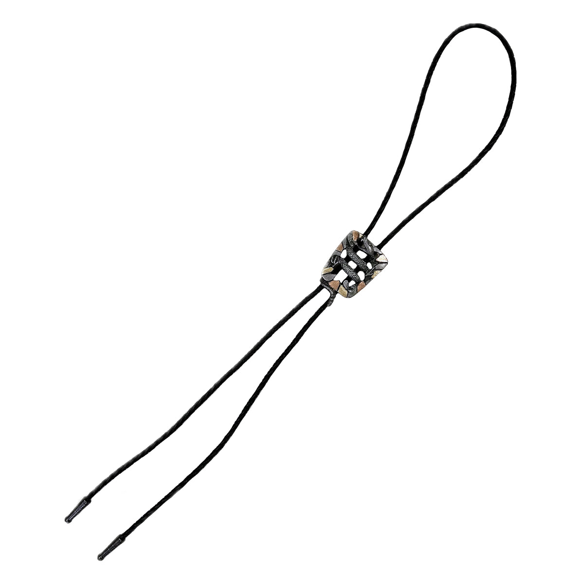 Tri-Color Rattlesnake Western Bolo Tie