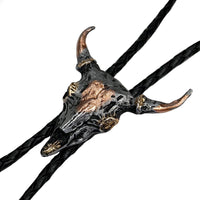 Tri-Color Steer Skull Western Bolo Tie