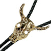 Gold Steer Skull Western Bolo Tie