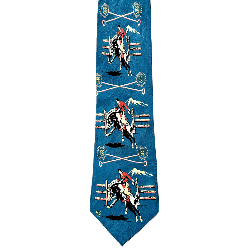 Broncs & Brands Blue Western Silk Tie