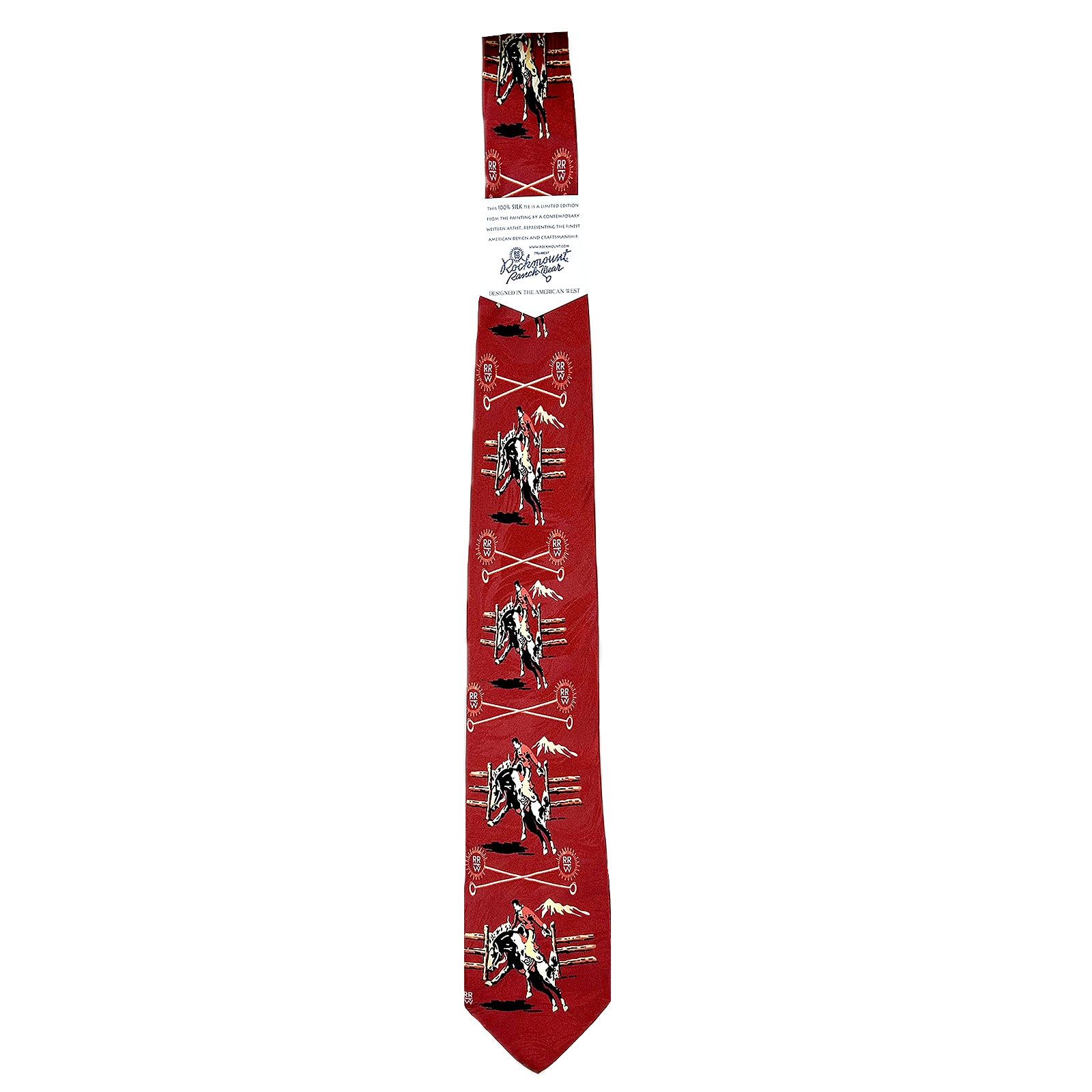 Broncs & Brands Red Western Silk Tie