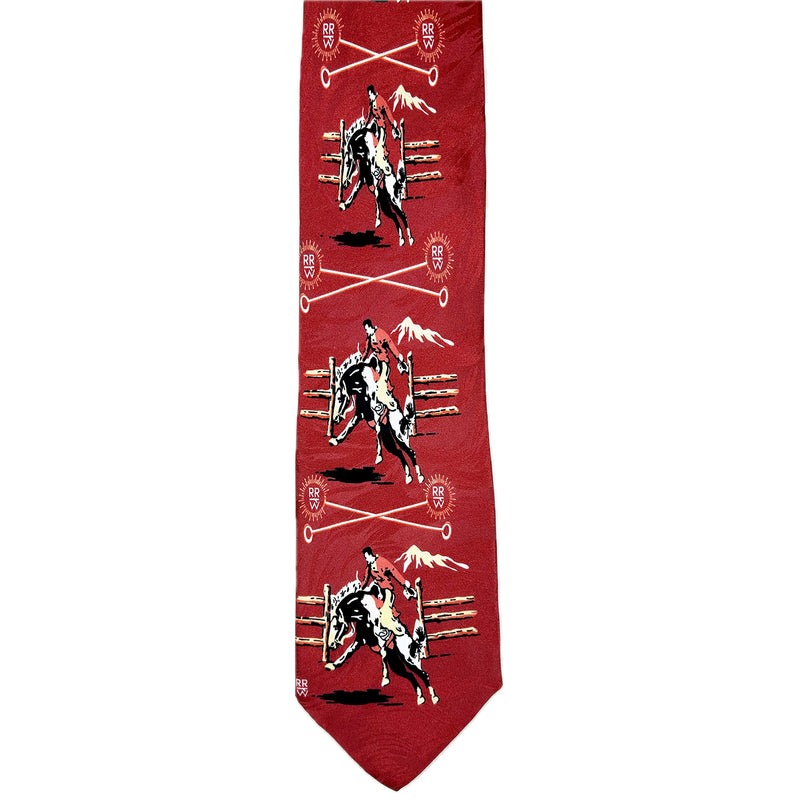 Broncs & Brands Red Western Silk Tie