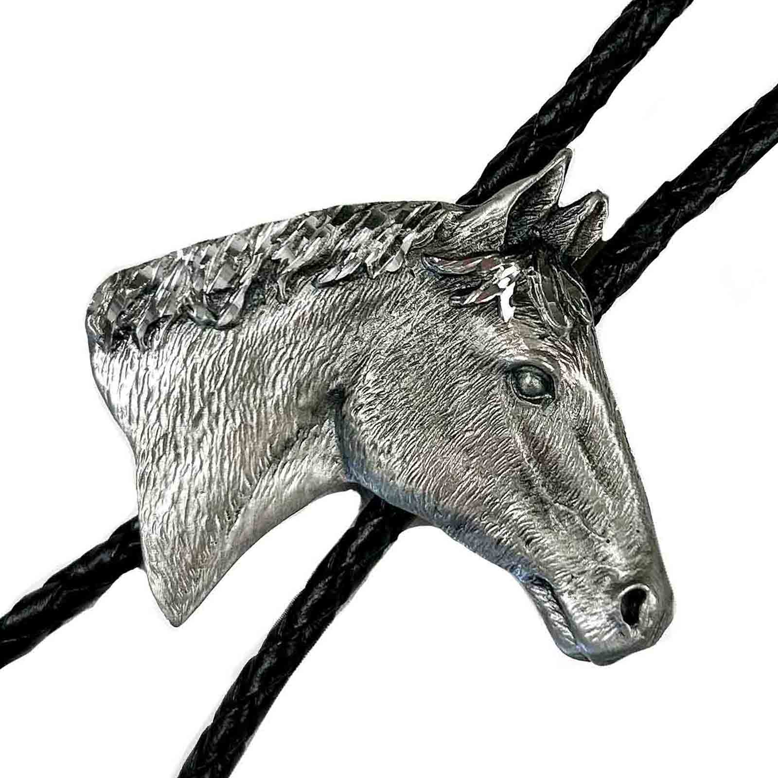 Silver Horsehead Western Bolo Tie