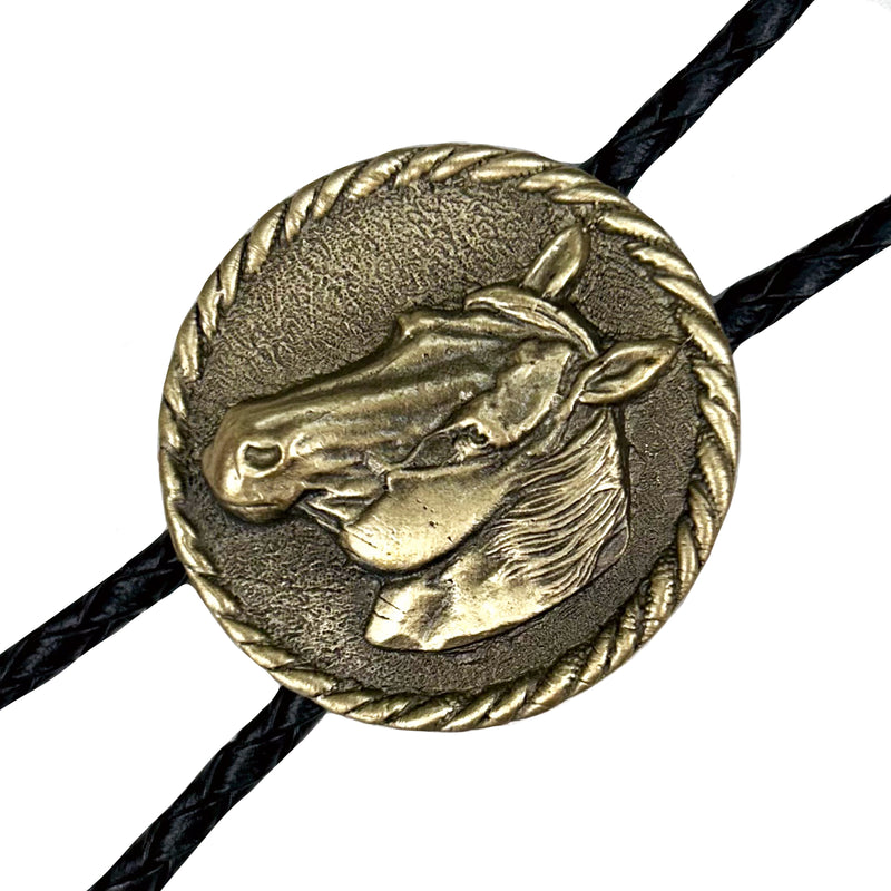 Brass Horsehead Western Bolo Tie