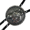 Pewter Horsehead in Round Frame Western Bolo Tie