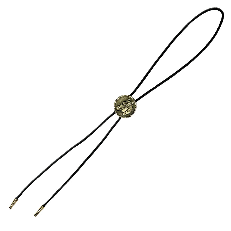 Brass Horsehead Western Bolo Tie
