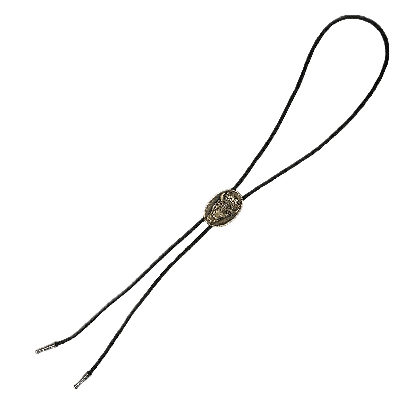 Oval Buffalo Head Western Bolo Tie in Brass