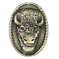 Oval Buffalo Head Western Bolo Tie in Brass