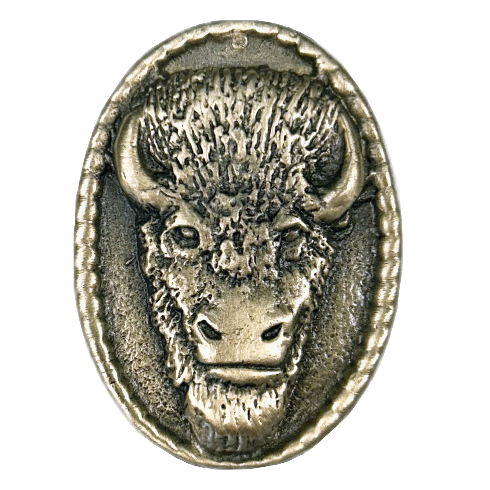 Oval Buffalo Head Western Bolo Tie in Brass