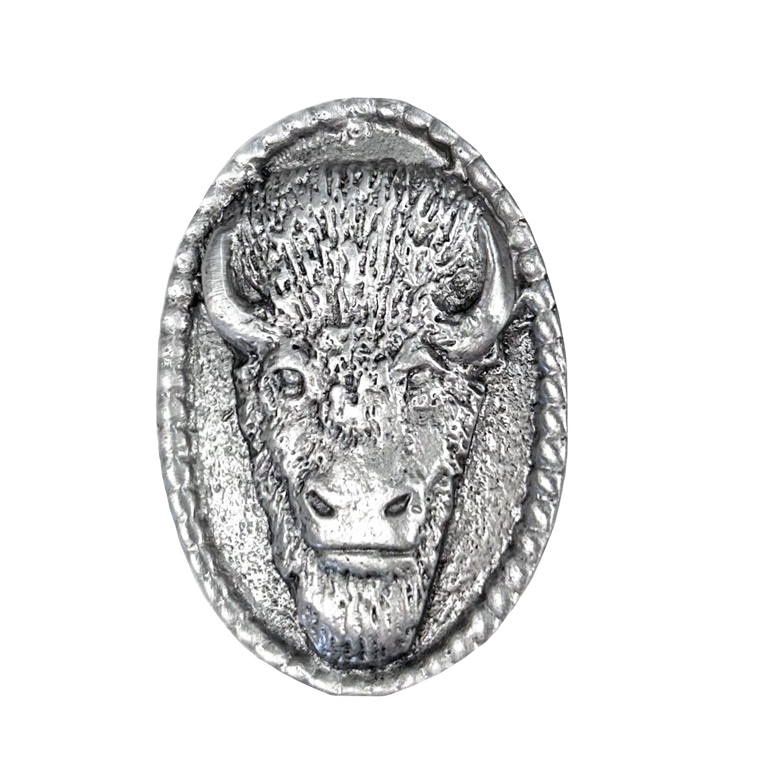 Oval Buffalo Head Western Bolo Tie in Pewter