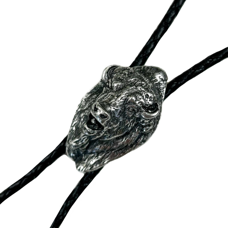 Buffalo Head Western Bolo Tie in Pewter