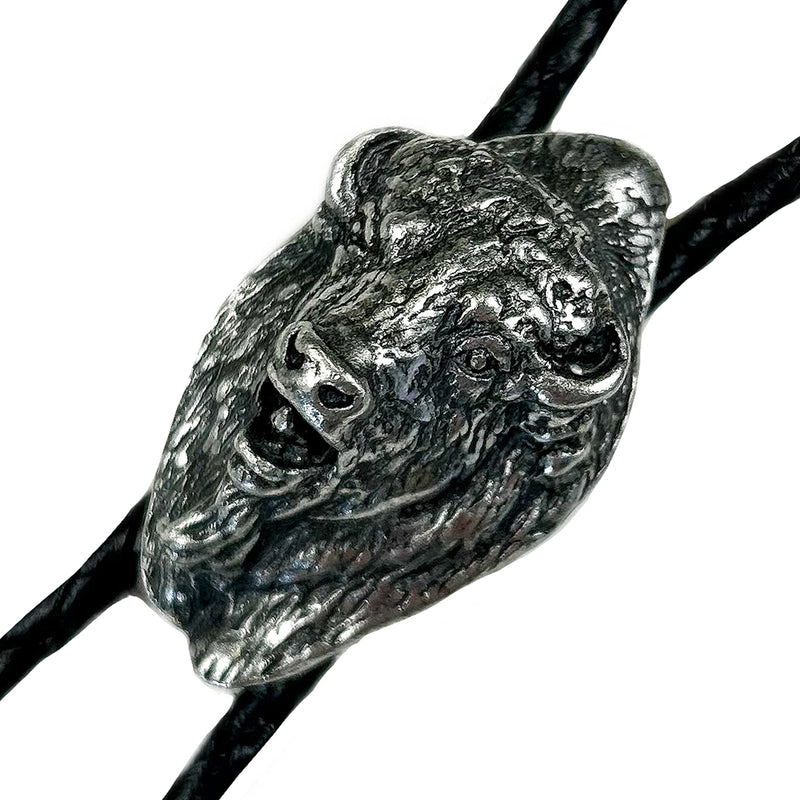 Buffalo Head Western Bolo Tie in Pewter