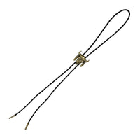 Brass Steer Skull with Feathers Western Bolo Tie