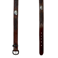 Brown Leather Western Belt with Lacing & Conchos - SPECIAL PRICE