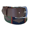 Brown Leather Western Belt with Blue & Green Embroidery