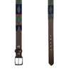 Brown Leather Western Belt with Blue & Green Embroidery