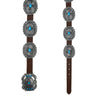 Brown Leather Concho Belt with Butterfly Buckle