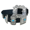 Black Leather Belt with Rectangle Conchos and Butterfly Buckle