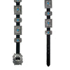 Black Leather Belt with Rectangle Conchos and Butterfly Buckle