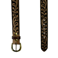 Classic Tooled Floral Genuine Leather Western Belt