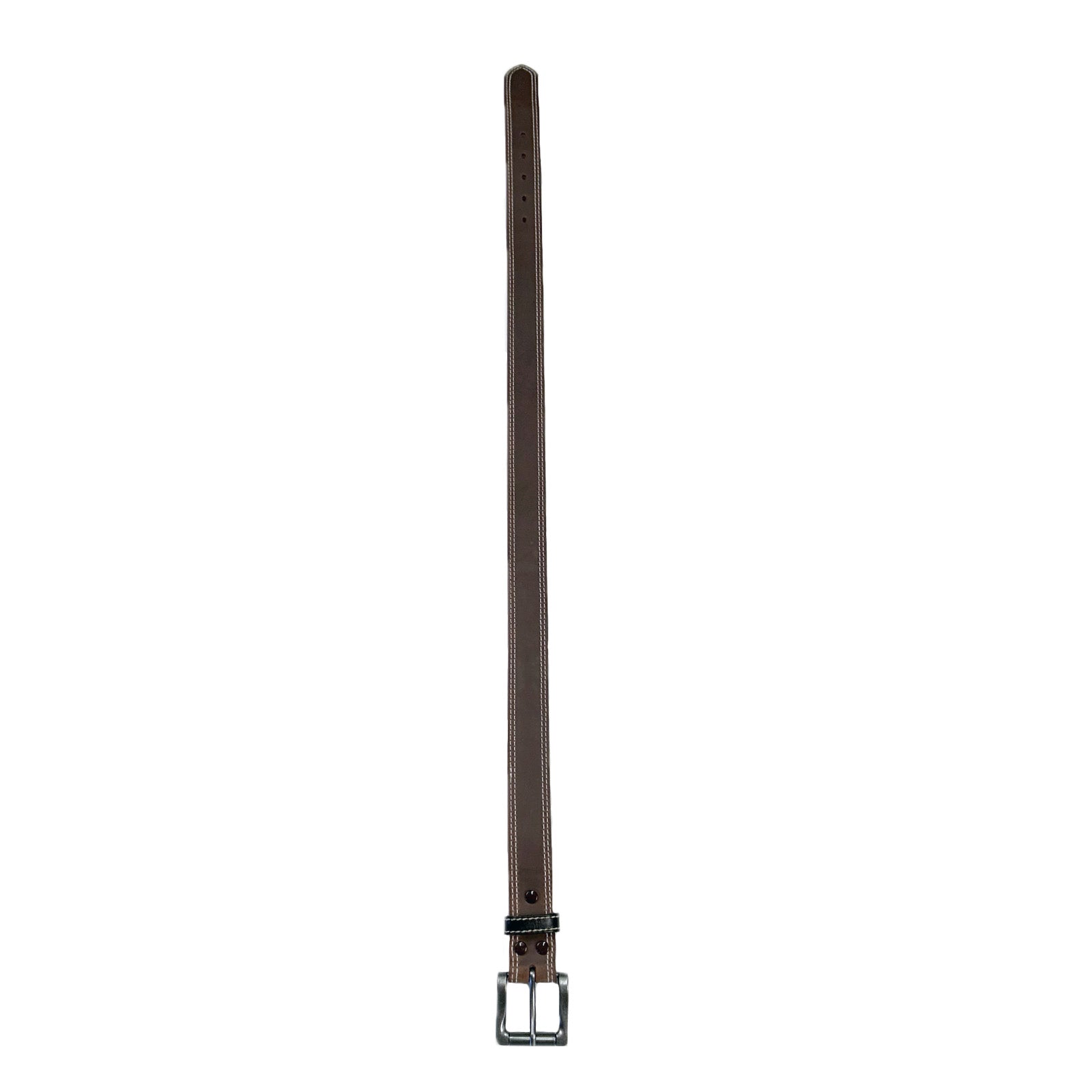 Double Stitch Distressed Brown Leather Western Belt