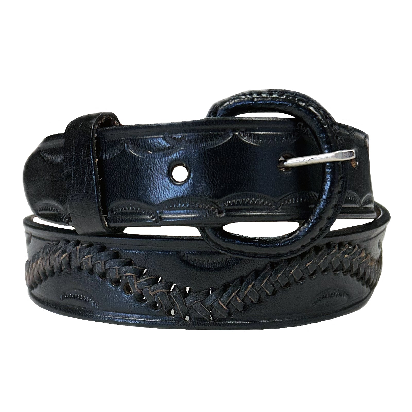 Laced & Tooled Genuine Black Leather Western Belt - 40 Laced & Tooled Genuine Black Leather Western Belt - 40