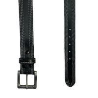 Genuine Distressed Black Triple Stitched Leather Western Belt