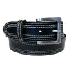 Genuine Distressed Black Triple Stitched Leather Western Belt