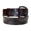 Swirled Lace Genuine Brown Leather Western Belt