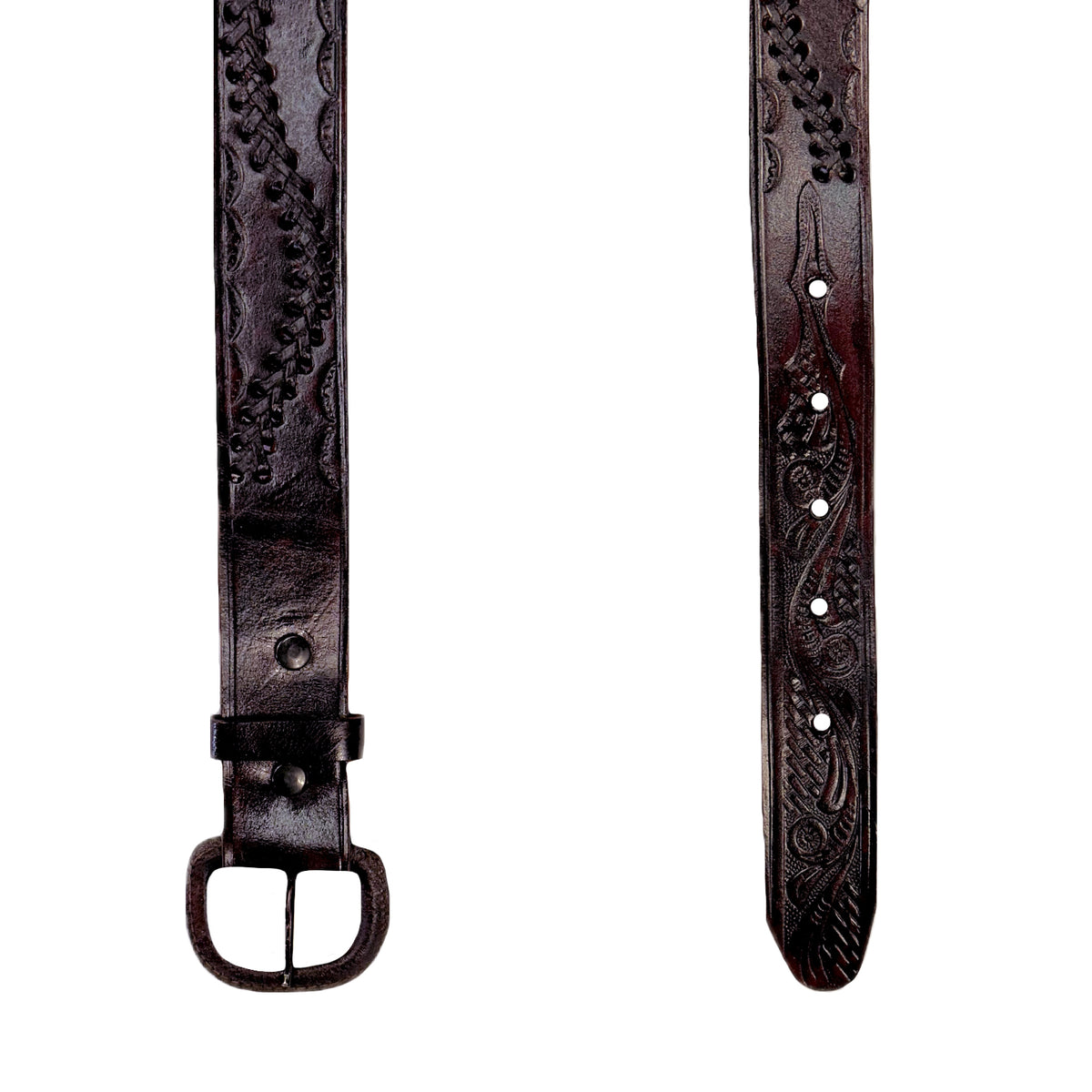 Swirled Lace Genuine Brown Leather Western Belt