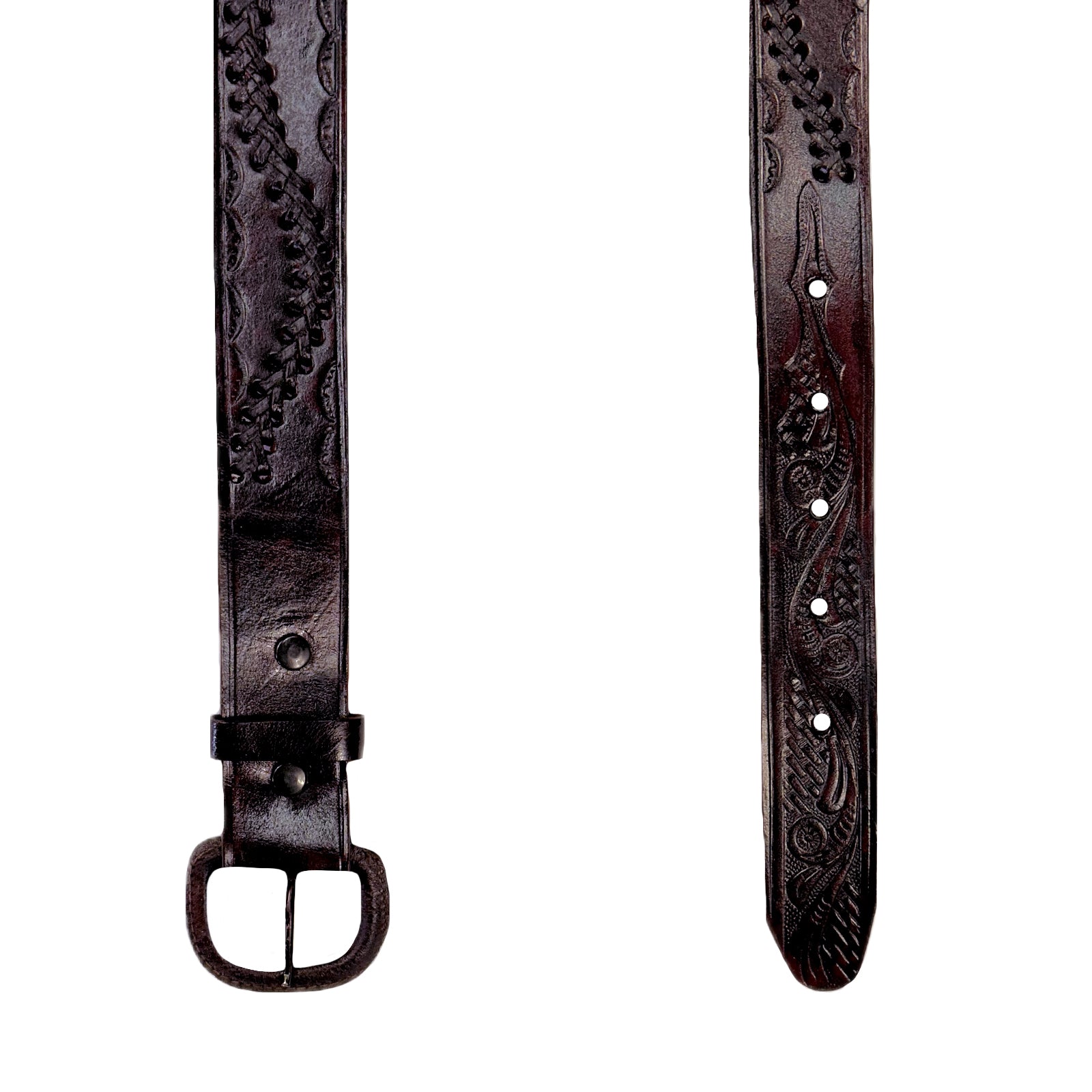 Swirled Lace Genuine Brown Leather Western Belt