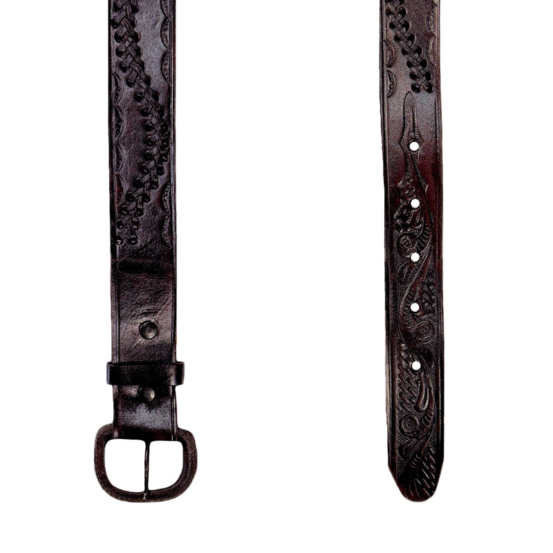 Swirled Lace Genuine Brown Leather Western Belt