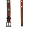 Brown Harness Leather with Conchos & Pink Figure 8 Stitching Western Belt
