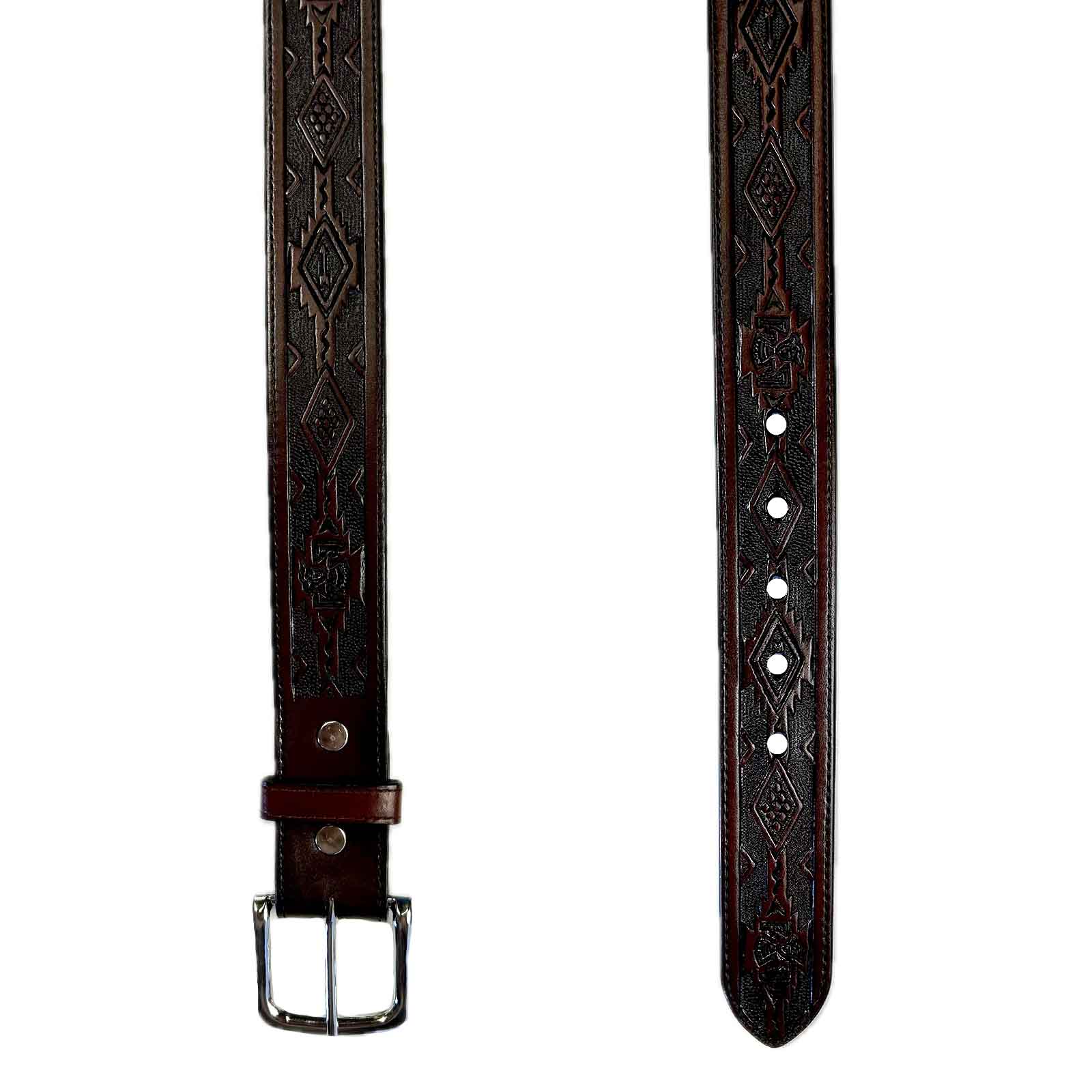 Tooled Thunderbird Pattern Genuine Leather Western Belt