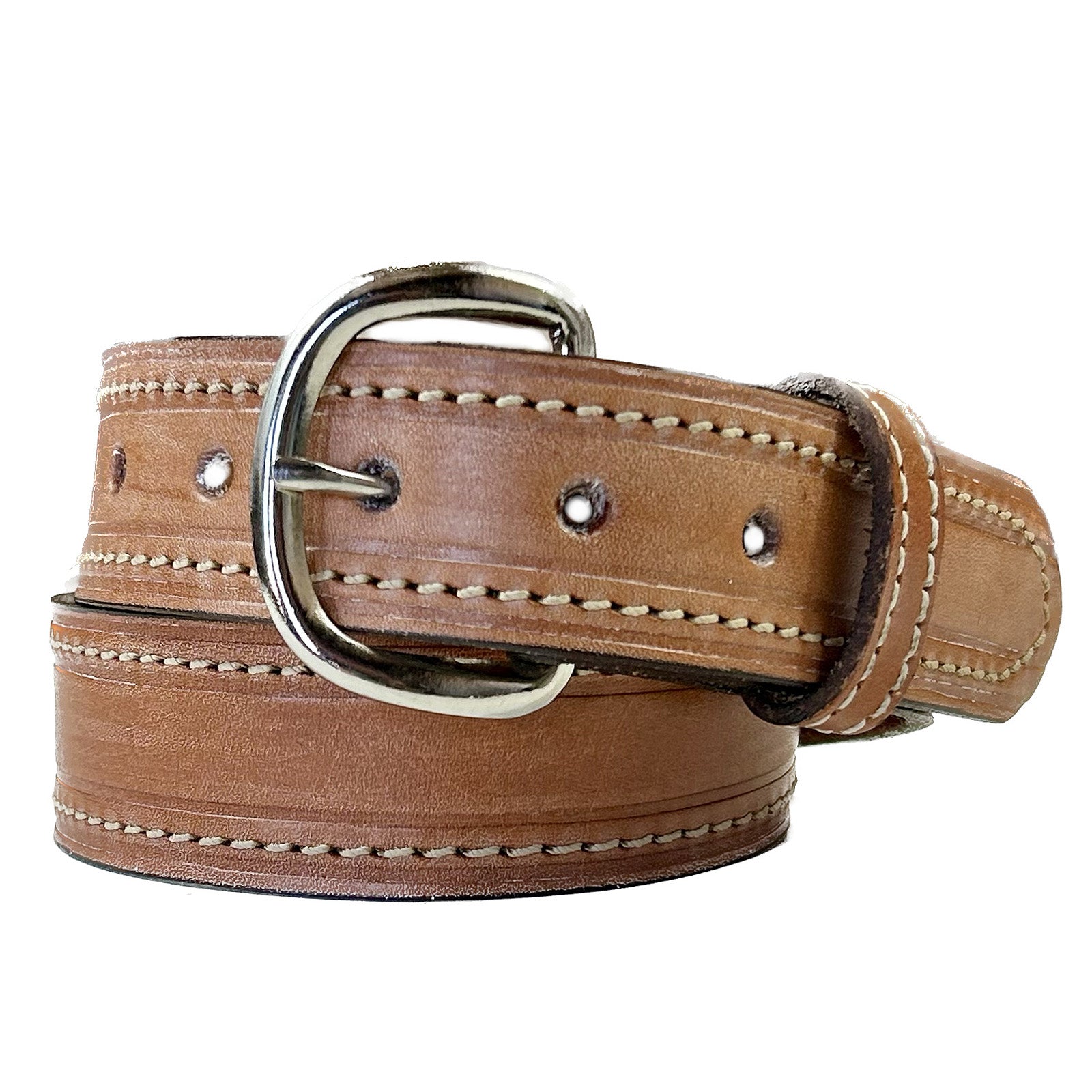 Single Stitch Saddle Genuine Brown Leather Western Belt