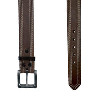 Tan Triple Line Genuine Leather Western Belt