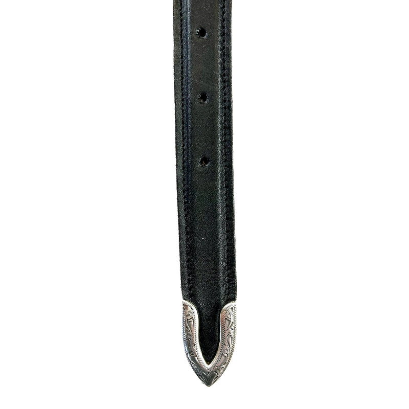 Tapered Genuine Black Leather Western Belt with Buffalo Nickels