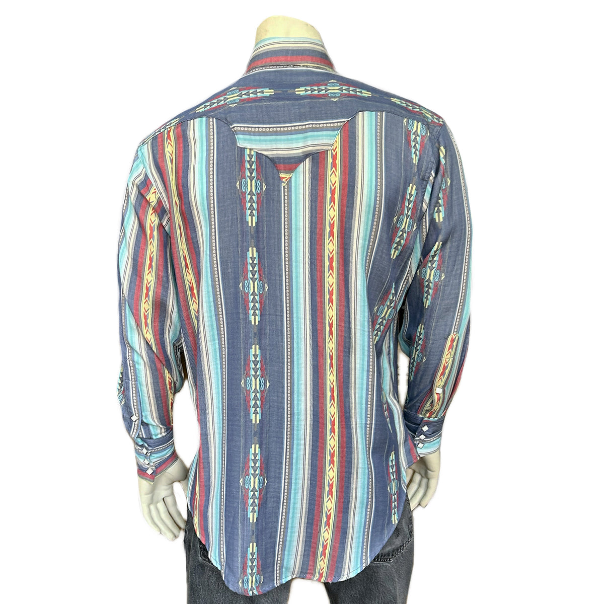 Men's Serape Pattern Western Shirt in Blue
