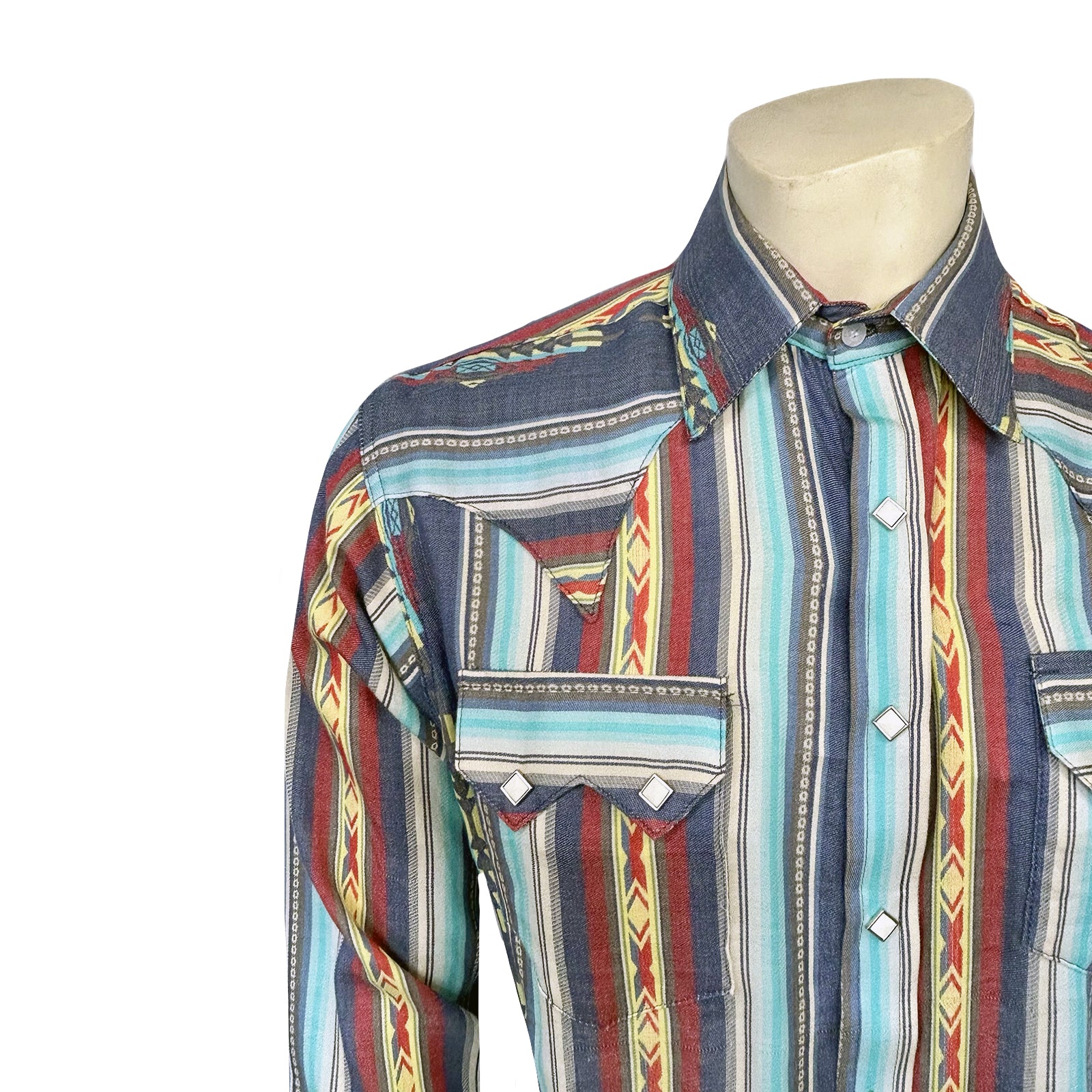 Rockmount Men's Blue Serape Stripe Western Shirt Rockmount Men's Blue Serape Stripe Western Shirt