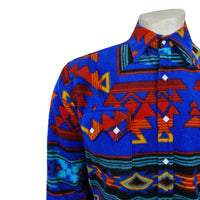 Men's Native Pattern Fleece Western Shirt in Blue & Red