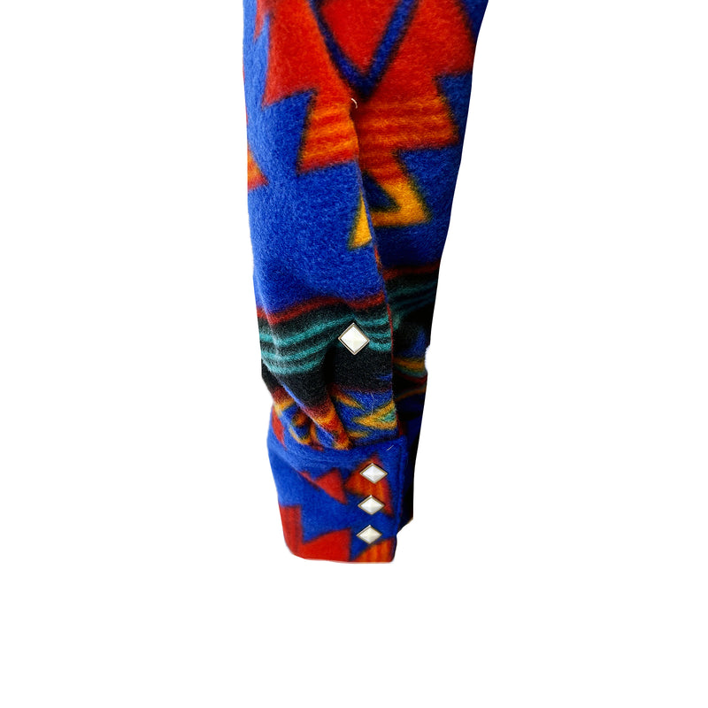 Men's Native Pattern Fleece Western Shirt in Blue & Red