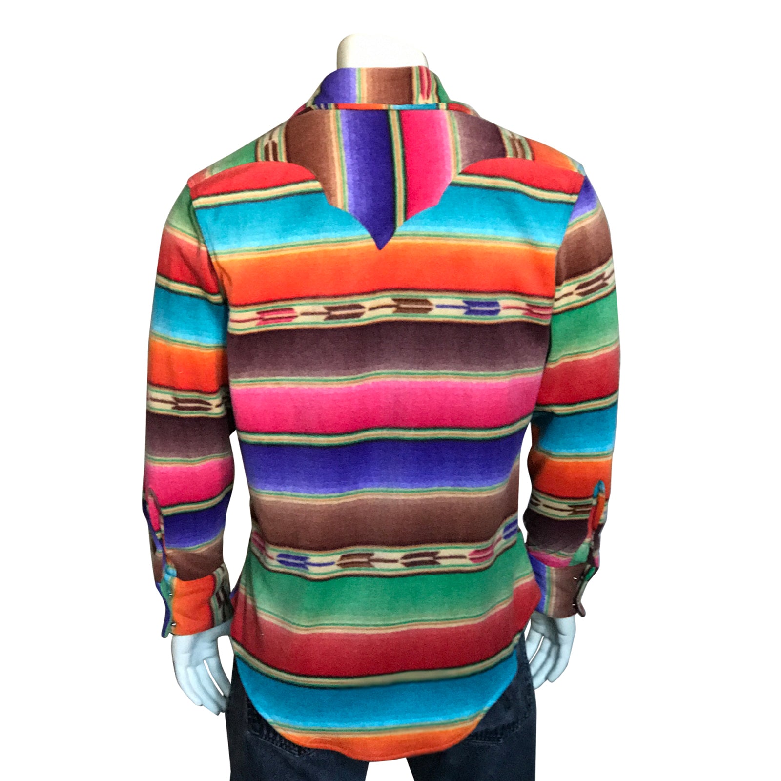 Men's Serape Pattern Fleece Western Shirt in Brown & Purple