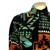 Men's Native Pattern Fleece Western Shirt in Black & Turquoise