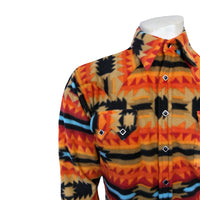 Men's Native Pattern Fleece Western Shirt in Red & Black