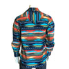 Men's Serape Pattern Fleece Western Shirt in Multi-Color Turquoise