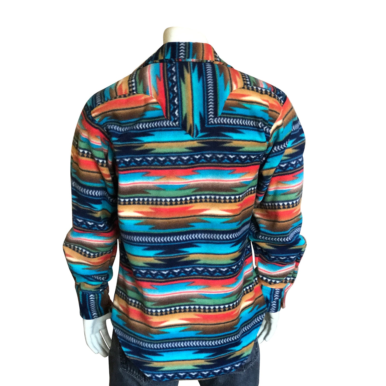 Rockmount Men's Serape Pattern Fleece Navy Blue Western Shirt