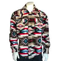 Men's Native Pattern Fleece Western Shirt in Serape Brown